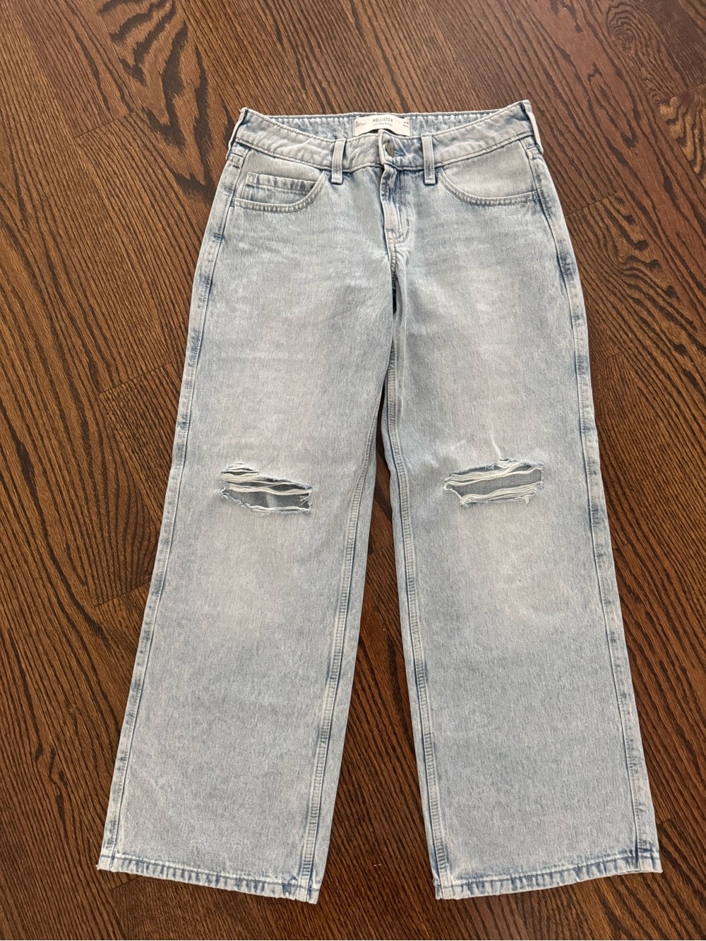 Hollister Light Blue Wide-Leg Ripped Jeans
